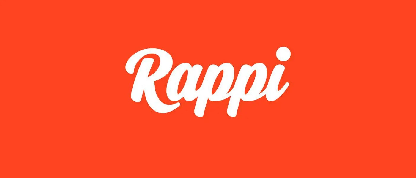 Logo Rappi sobre fondo rojo diseño branding plataforma de domicilios