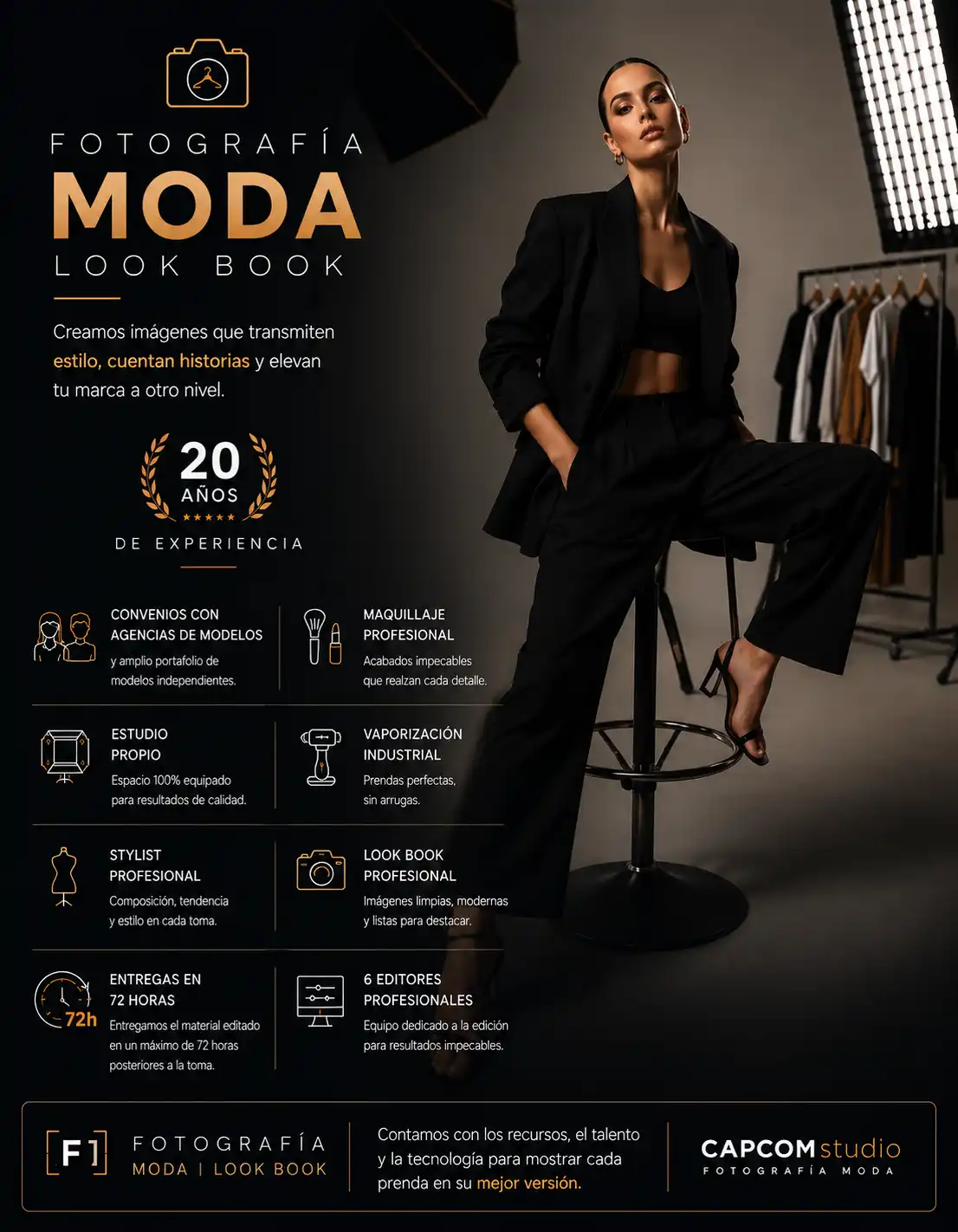 Look Book-02 Infografía de fotografía moda lookbook profesional con modelo en estudio y servicios de producción como maquillaje, stylist, estudio fotográfico, edición y fotografía editorial comercial.
