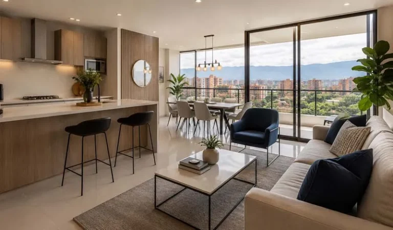 Fotografía inmobiliaria de apartamento moderno para venta y alquiler en Bogotá